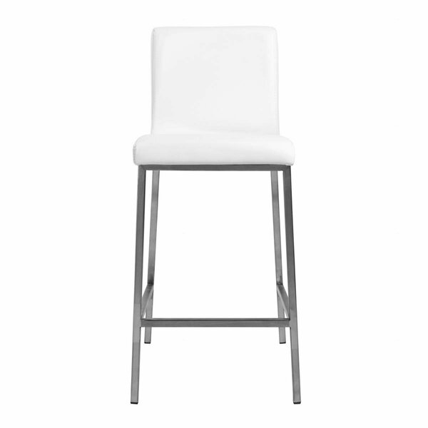 Homeroots Faux Leather & Steel Counter Stools White - Set of 2 400624
